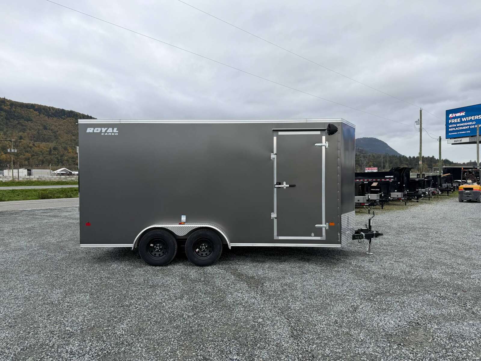 Photo of 2026 Royal 7x16 Enclosed Cargo Trailer V Nose Ramp Door Charcoal Grey 7700lb GVW Extra Height