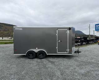 Thumbnail Photo of 2026 Royal 7x16 Enclosed Cargo Trailer V Nose Ramp Door Charcoal Grey 7700lb GVW Extra Height