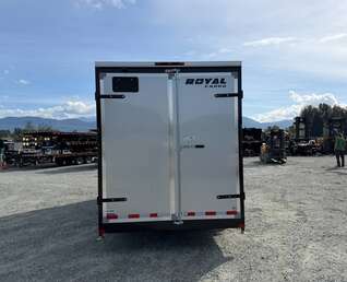 Thumbnail Photo of 2026 Royal 7x16 Enclosed Cargo Trailer V Nose Barn Door Silver HD 11,400lb GVW Extra Height
