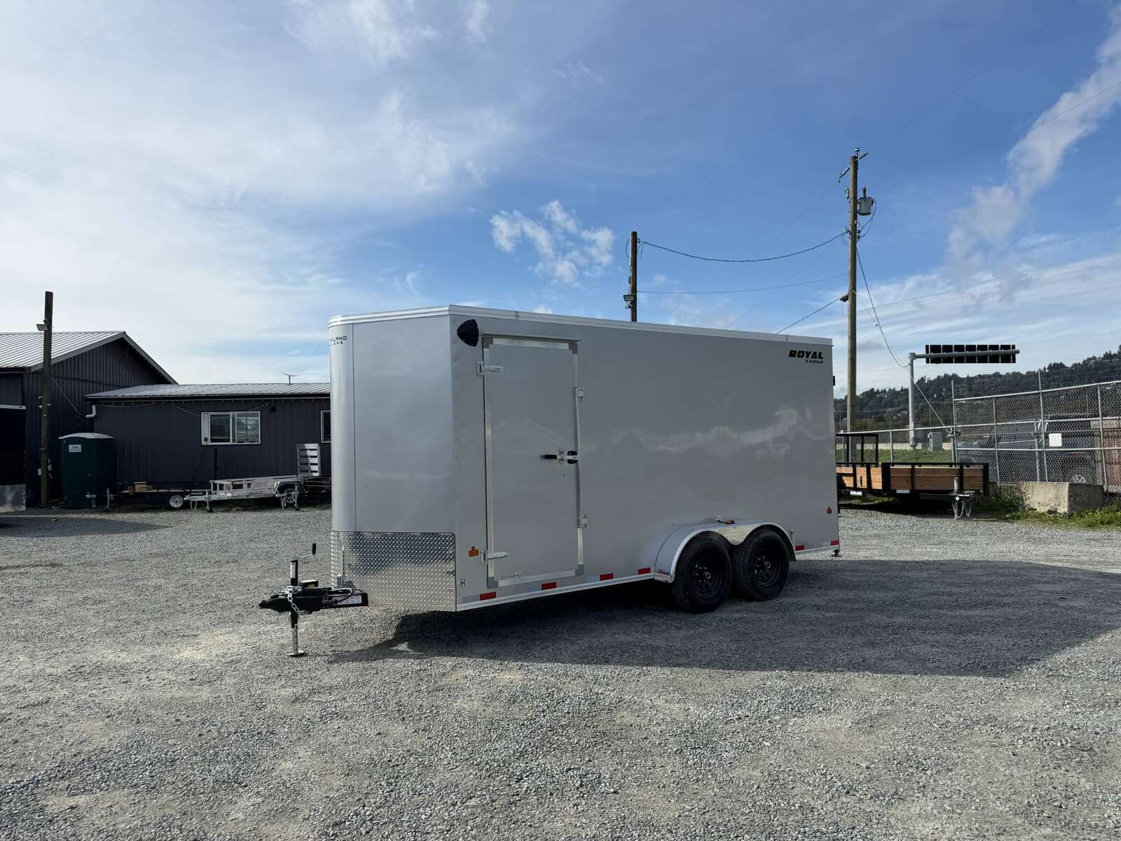 Photo of 2026 Royal 7x16 Enclosed Cargo Trailer V Nose Barn Door Silver HD 11,400lb GVW Extra Height