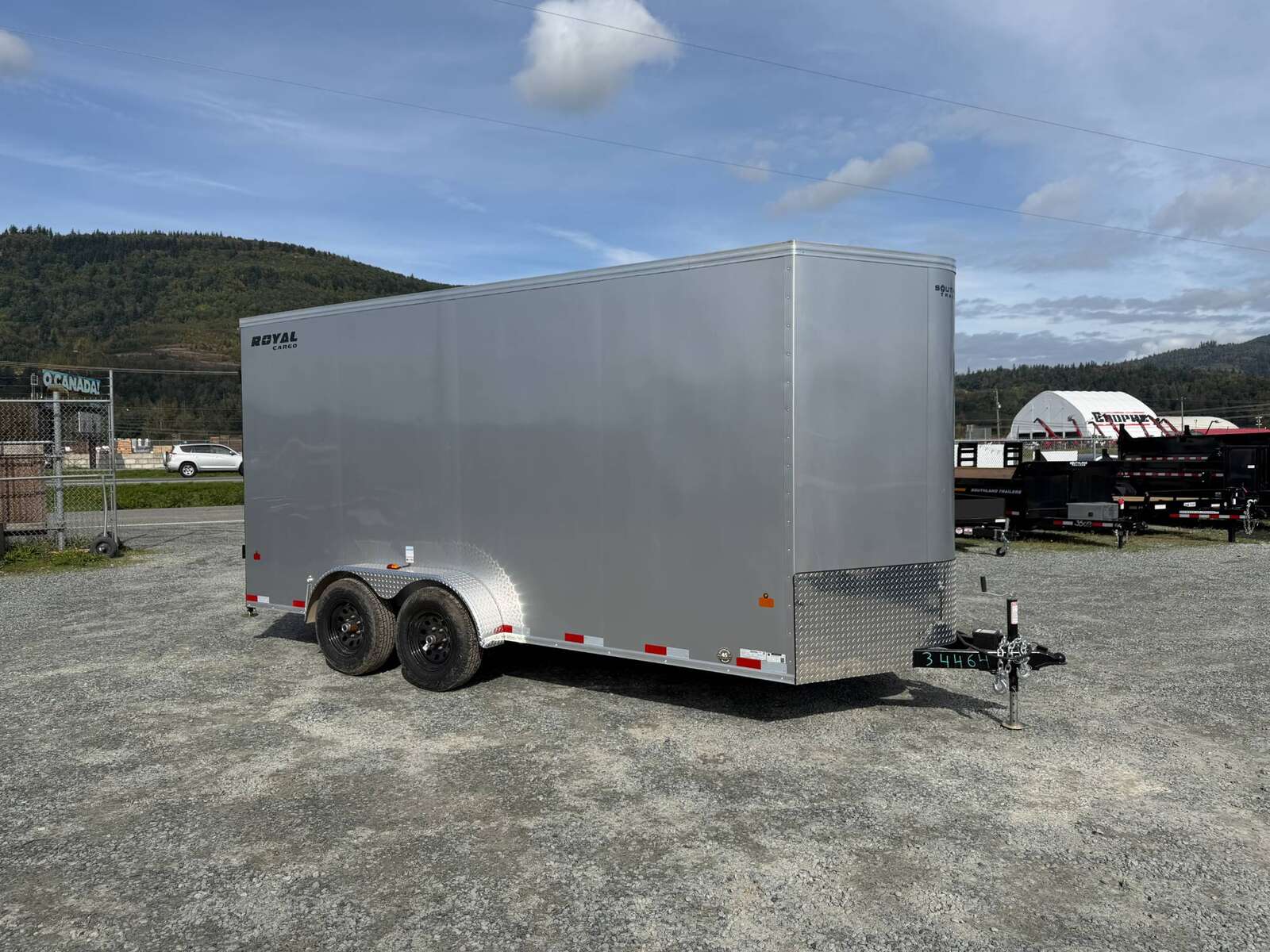 Photo of 2026 Royal 7x16 Enclosed Cargo Trailer V Nose Barn Door Silver HD 11,400lb GVW Extra Height