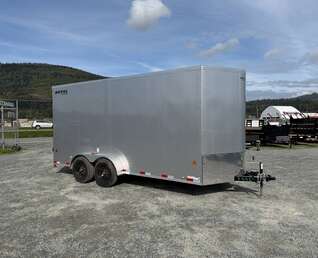 Thumbnail Photo of 2026 Royal 7x16 Enclosed Cargo Trailer V Nose Barn Door Silver HD 11,400lb GVW Extra Height