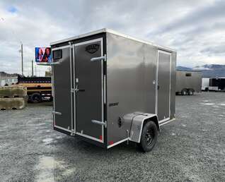 Thumbnail Photo of 2026 Impact Quake 6x10 V Nose Cargo / Enclosed Trailer Charcoal Grey Barn Doors Extra Height 2990lb GVW
