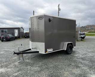 Thumbnail Photo of 2026 Impact Quake 6x10 V Nose Cargo / Enclosed Trailer Charcoal Grey Barn Doors Extra Height 2990lb GVW