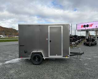 Thumbnail Photo of 2026 Impact Quake 6x10 V Nose Cargo / Enclosed Trailer Charcoal Grey Barn Doors Extra Height 2990lb GVW