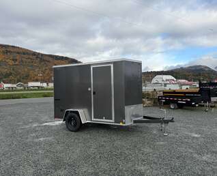 Thumbnail Photo of 2026 Impact Quake 6x10 V Nose Cargo / Enclosed Trailer Charcoal Grey Barn Doors Extra Height 2990lb GVW