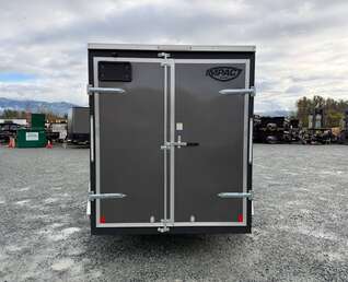 Thumbnail Photo of 2026 Impact Quake 6x10 V Nose Cargo / Enclosed Trailer Charcoal Grey Barn Doors Extra Height 2990lb GVW