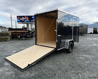 Thumbnail Photo of 2026 Impact Quake 6x10 V Nose Cargo / Enclosed Trailer Black Ramp Door Extra Height 2990lb GVW