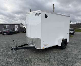 Thumbnail Photo of 2026 Impact Quake 6x10 V Nose Cargo / Enclosed Trailer White Barn Doors Extra Height 2990lb GVW
