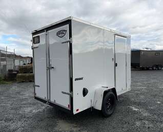 Thumbnail Photo of 2026 Impact Quake 6x10 V Nose Cargo / Enclosed Trailer White Barn Doors Extra Height 2990lb GVW