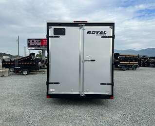 Thumbnail Photo of 2026 Royal Cargo 7X14 V Nose 7700LB GVW BARN DOORS Enclosed Trailer Extra Tall SILVER
