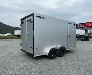 Thumbnail Photo of 2026 Royal Cargo 7X14 V Nose 7700LB GVW BARN DOORS Enclosed Trailer Extra Tall SILVER