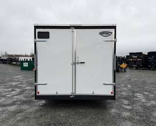 Thumbnail Photo of 2026 Impact 8.5x16 Quake V Nose Cargo Enclosed Trailer Barn Doors Extra Height White 7000lb GVW