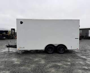 Thumbnail Photo of 2026 Impact 8.5x16 Quake V Nose Cargo Enclosed Trailer Barn Doors Extra Height White 7000lb GVW