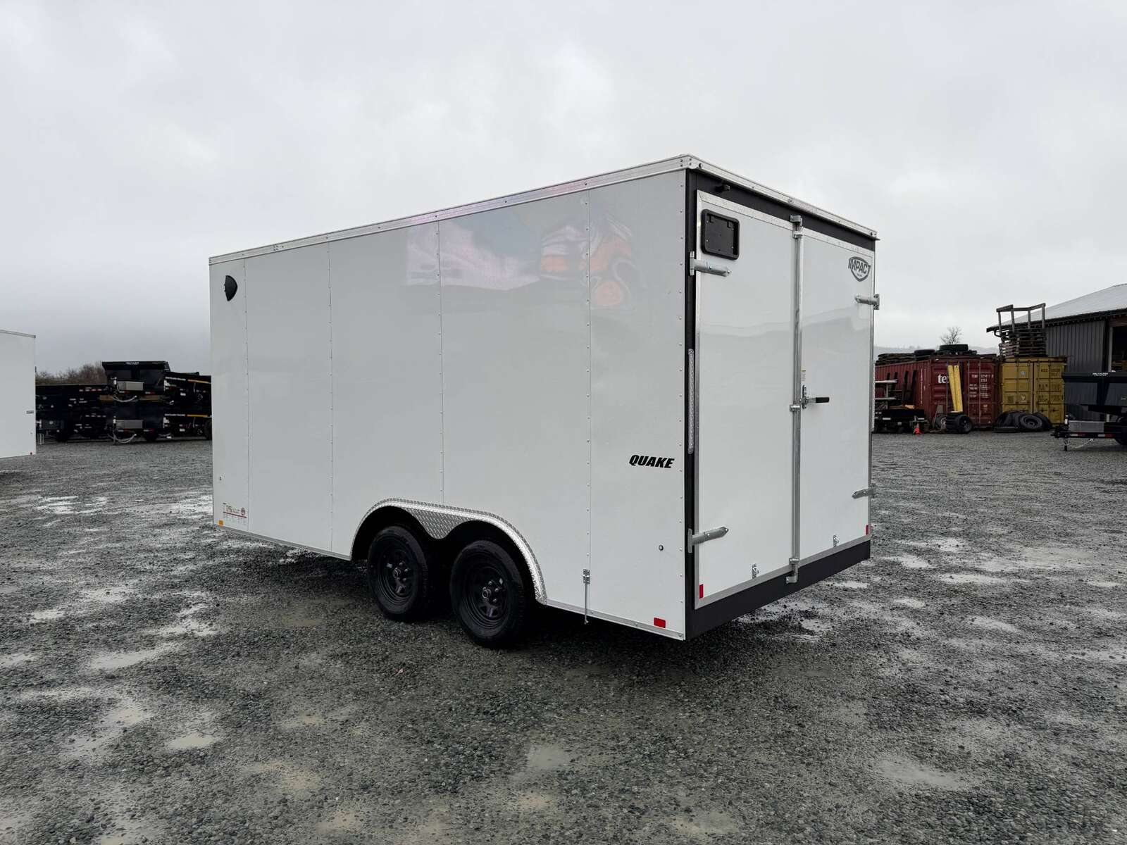 Photo of 2026 Impact 8.5x16 Quake V Nose Cargo Enclosed Trailer Barn Doors Extra Height White 7000lb GVW