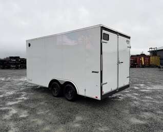 Thumbnail Photo of 2026 Impact 8.5x16 Quake V Nose Cargo Enclosed Trailer Barn Doors Extra Height White 7000lb GVW