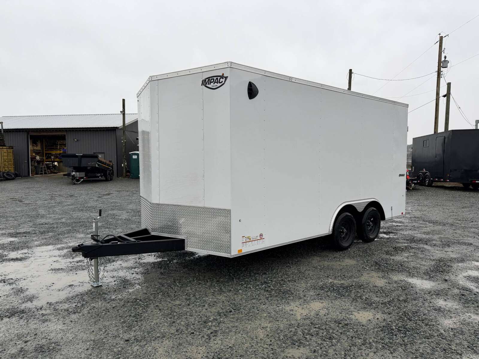 Photo of 2026 Impact 8.5x16 Quake V Nose Cargo Enclosed Trailer Barn Doors Extra Height White 7000lb GVW