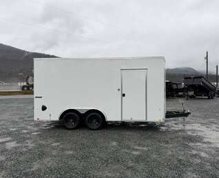 Thumbnail Photo of 2026 Impact 8.5x16 Quake V Nose Cargo Enclosed Trailer Barn Doors Extra Height White 7000lb GVW