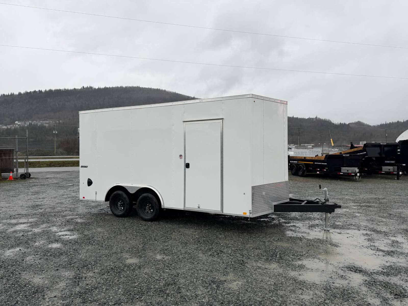 Photo of 2026 Impact 8.5x16 Quake V Nose Cargo Enclosed Trailer Barn Doors Extra Height White 7000lb GVW