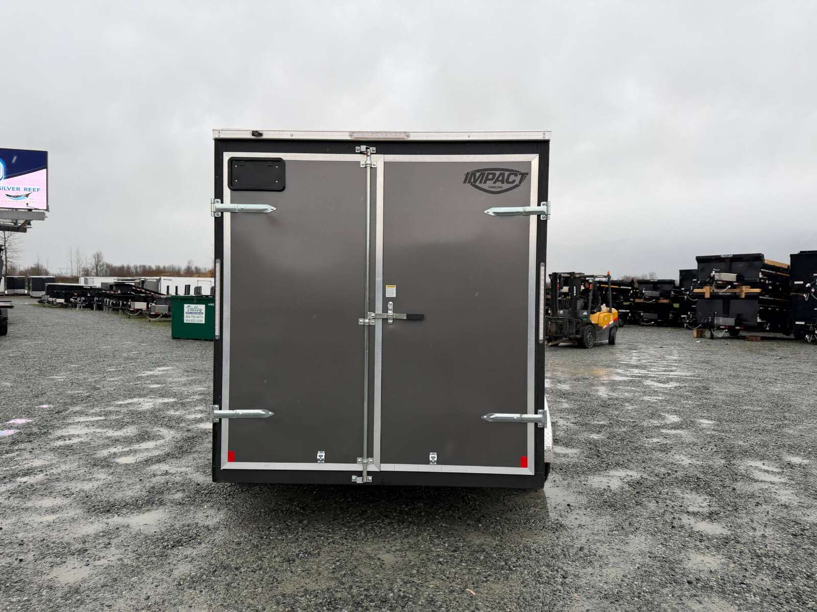 Photo of 2026 Impact 7x14 Quake V Nose Cargo Enclosed Trailer Barn Doors Extra Height Charcoal Grey 7000lb GVW