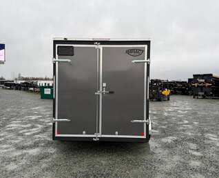 Thumbnail Photo of 2026 Impact 7x14 Quake V Nose Cargo Enclosed Trailer Barn Doors Extra Height Charcoal Grey 7000lb GVW