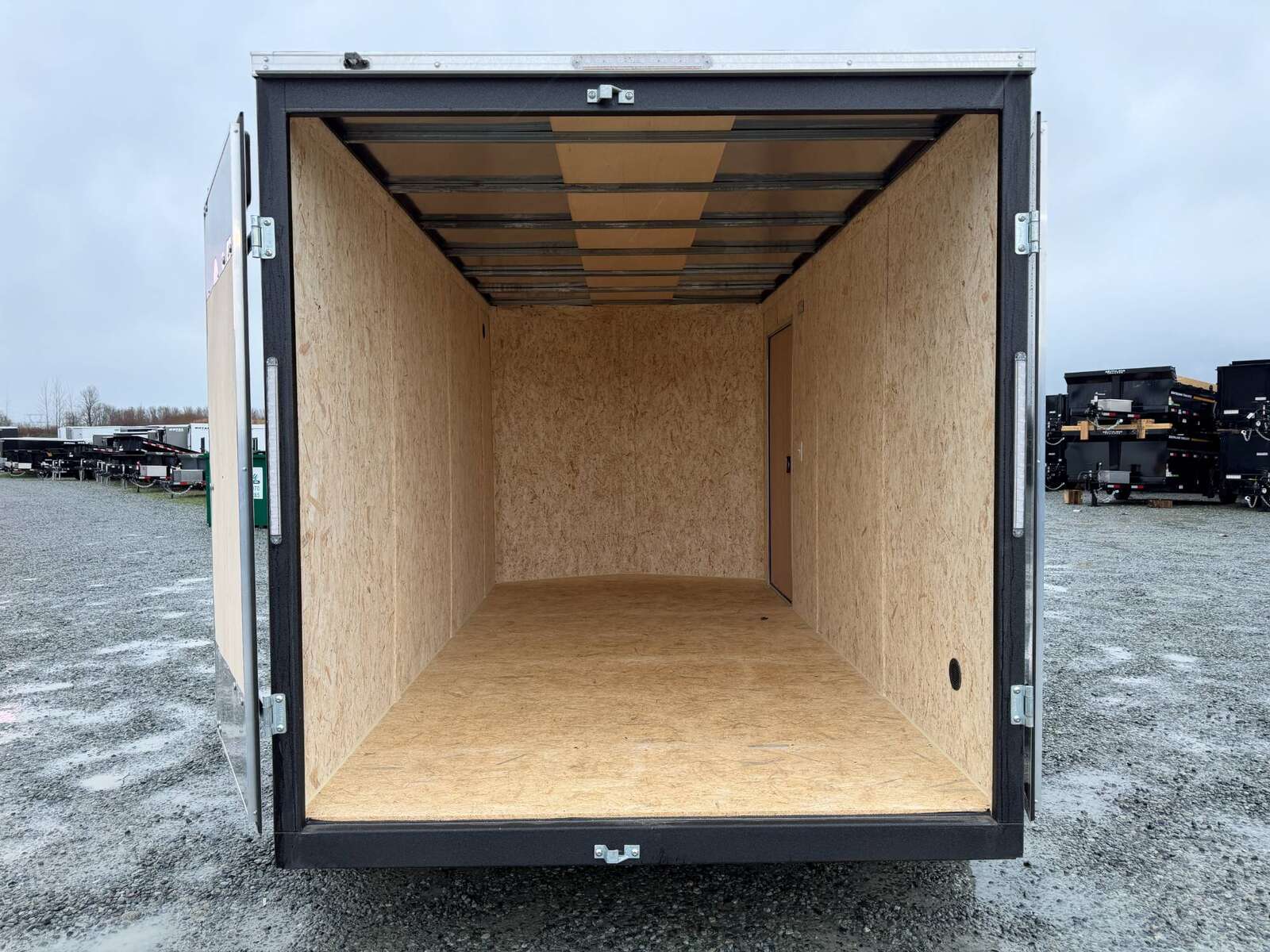 Photo of 2026 Impact 7x14 Quake V Nose Cargo Enclosed Trailer Barn Doors Extra Height Charcoal Grey 7000lb GVW