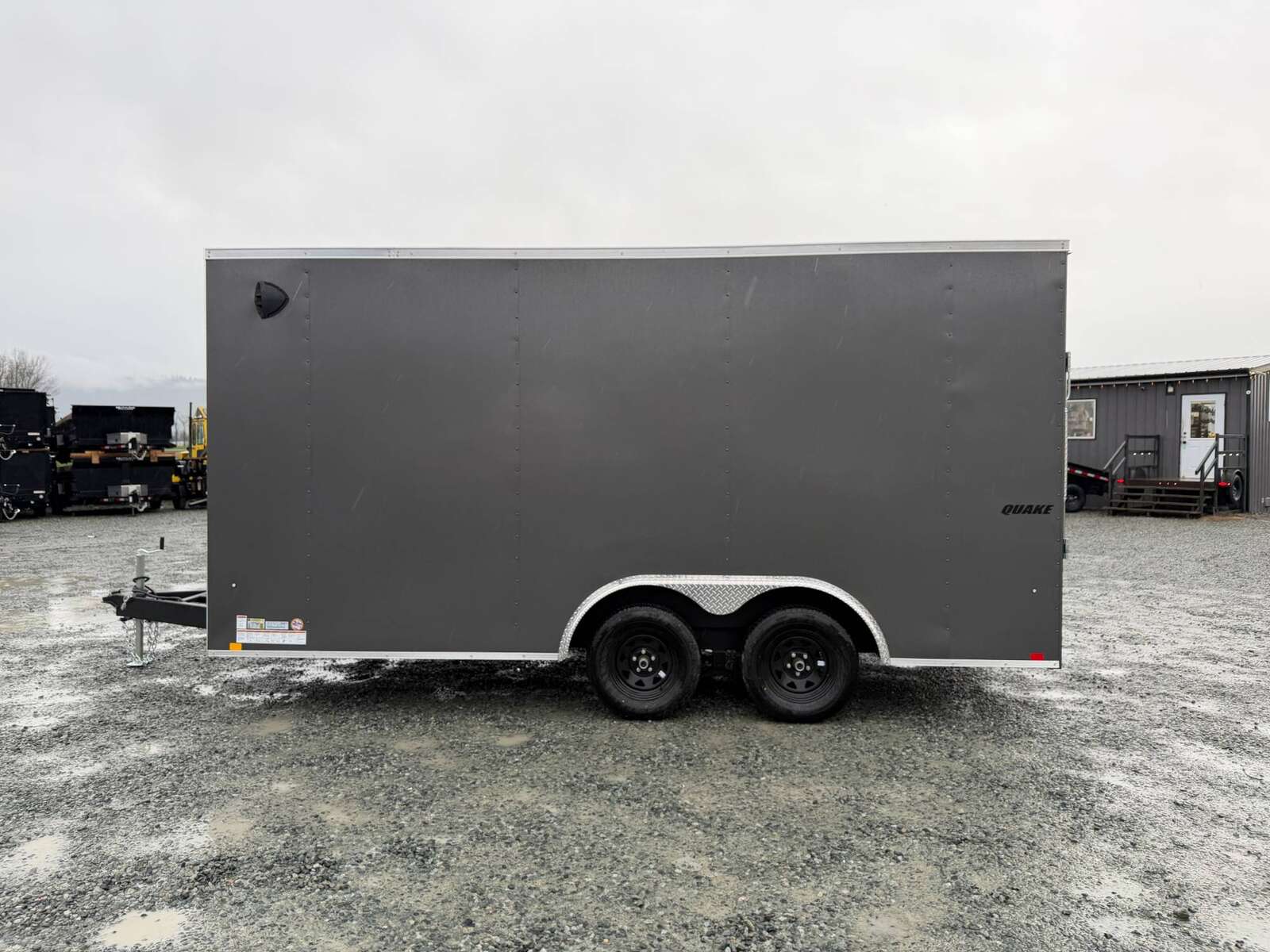Photo of 2026 Impact 8.5x16 Quake V Nose Cargo Enclosed Trailer Ramp Door Extra Height Charcoal Grey 7000lb GVW