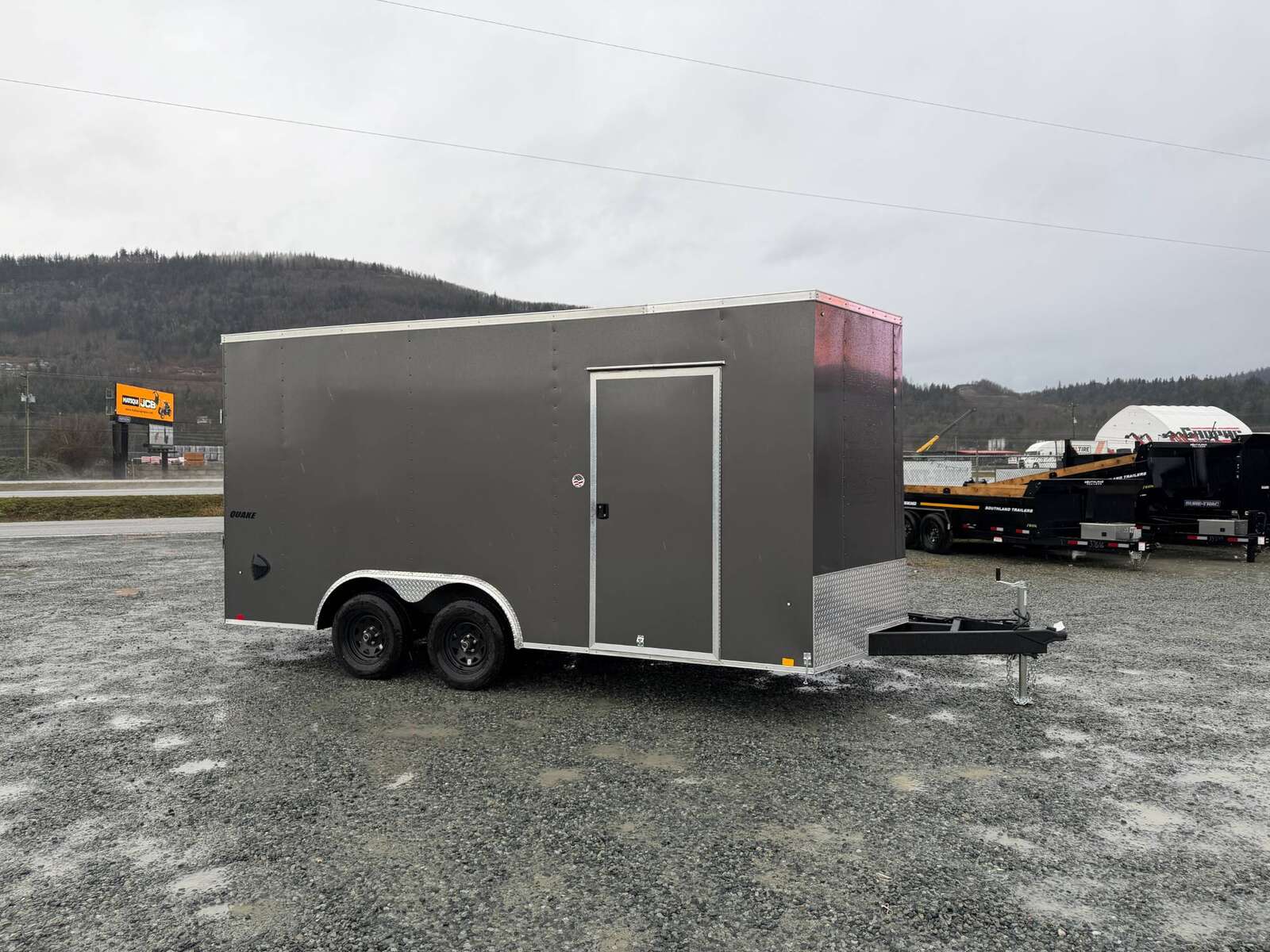 Photo of 2026 Impact 8.5x16 Quake V Nose Cargo Enclosed Trailer Ramp Door Extra Height Charcoal Grey 7000lb GVW