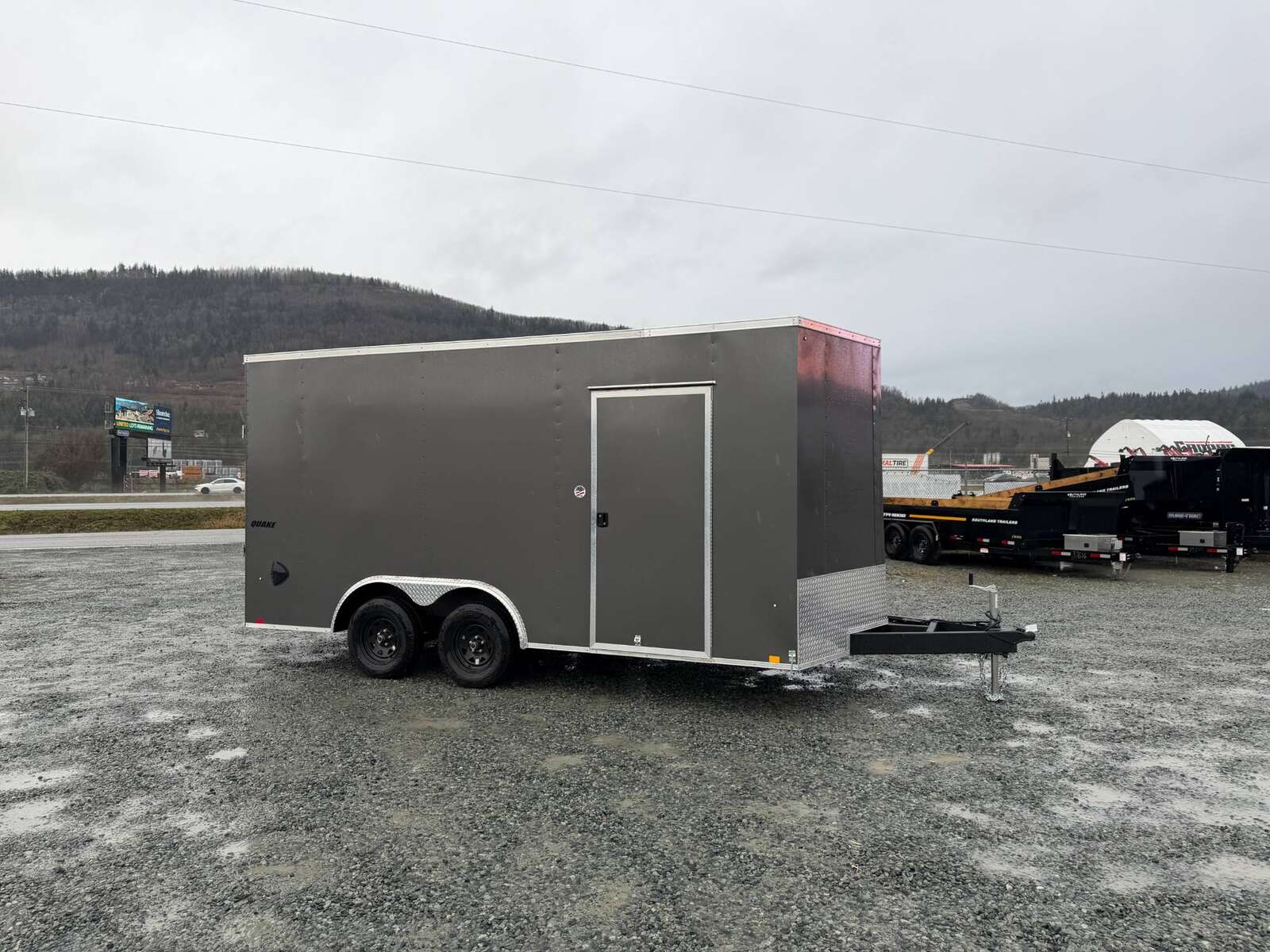 Photo of 2026 Impact 8.5x16 Quake V Nose Cargo Enclosed Trailer Ramp Door Extra Height Charcoal Grey 7000lb GVW