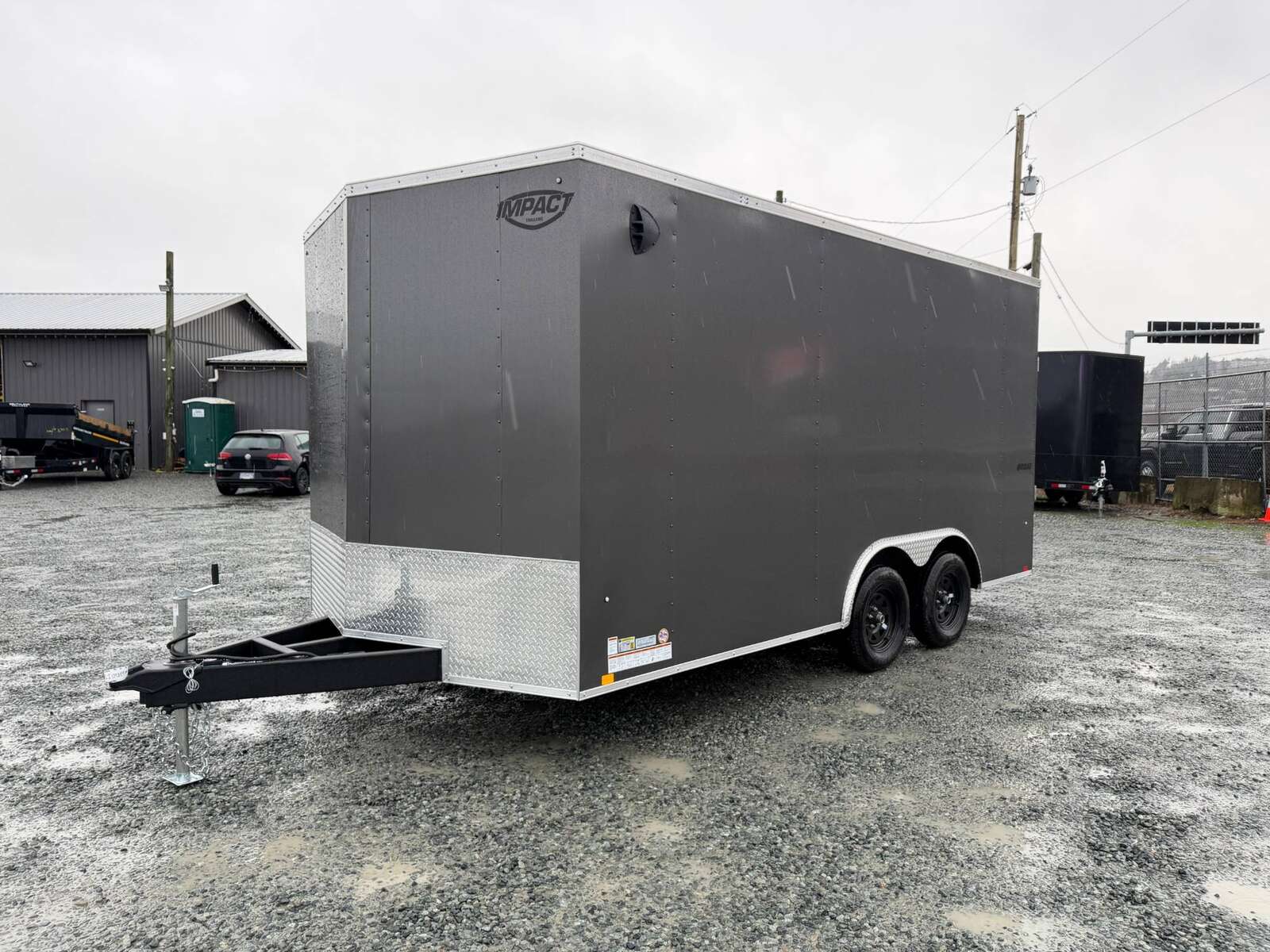 Photo of 2026 Impact 8.5x16 Quake V Nose Cargo Enclosed Trailer Ramp Door Extra Height Charcoal Grey 7000lb GVW