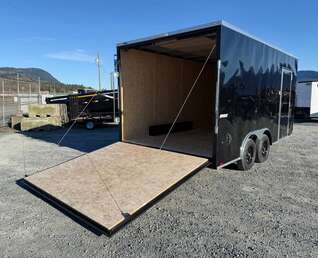 Thumbnail Photo of 2026 Impact 8.5x16 Quake V Nose Cargo Enclosed Trailer Ramp Door Extra Height Black 7000lb GVW