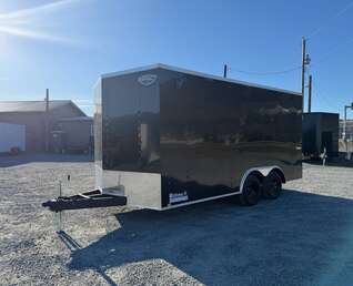 Thumbnail Photo of 2026 Impact 8.5x16 Quake V Nose Cargo Enclosed Trailer Ramp Door Extra Height Black 7000lb GVW