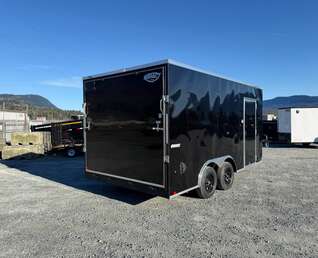 Thumbnail Photo of 2026 Impact 8.5x16 Quake V Nose Cargo Enclosed Trailer Ramp Door Extra Height Black 7000lb GVW