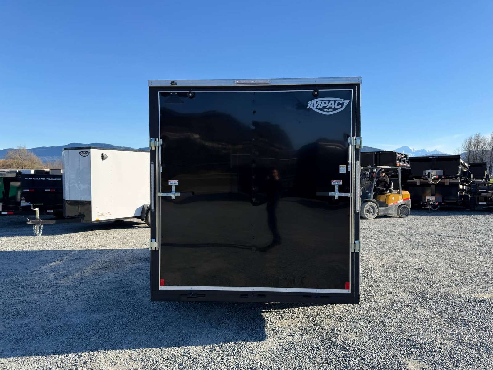 Photo of 2026 Impact 7x14 Quake V Nose Cargo Enclosed Trailer Ramp Door Extra Height Black 7000lb GVW