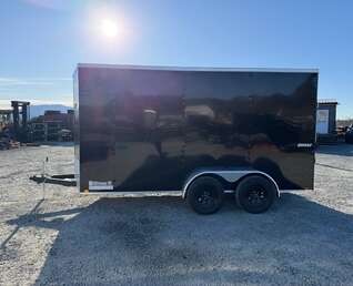 Thumbnail Photo of 2026 Impact 7x14 Quake V Nose Cargo Enclosed Trailer Ramp Door Extra Height Black 7000lb GVW