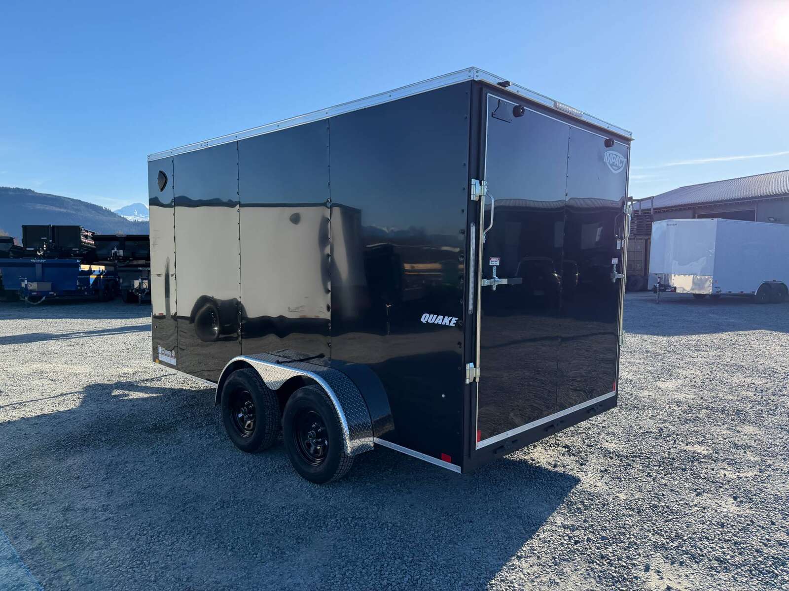 Photo of 2026 Impact 7x14 Quake V Nose Cargo Enclosed Trailer Ramp Door Extra Height Black 7000lb GVW