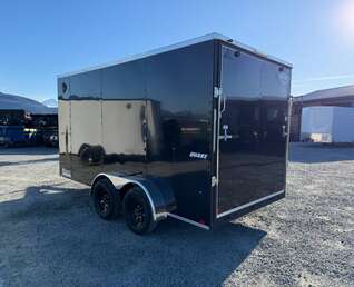 Thumbnail Photo of 2026 Impact 7x14 Quake V Nose Cargo Enclosed Trailer Ramp Door Extra Height Black 7000lb GVW