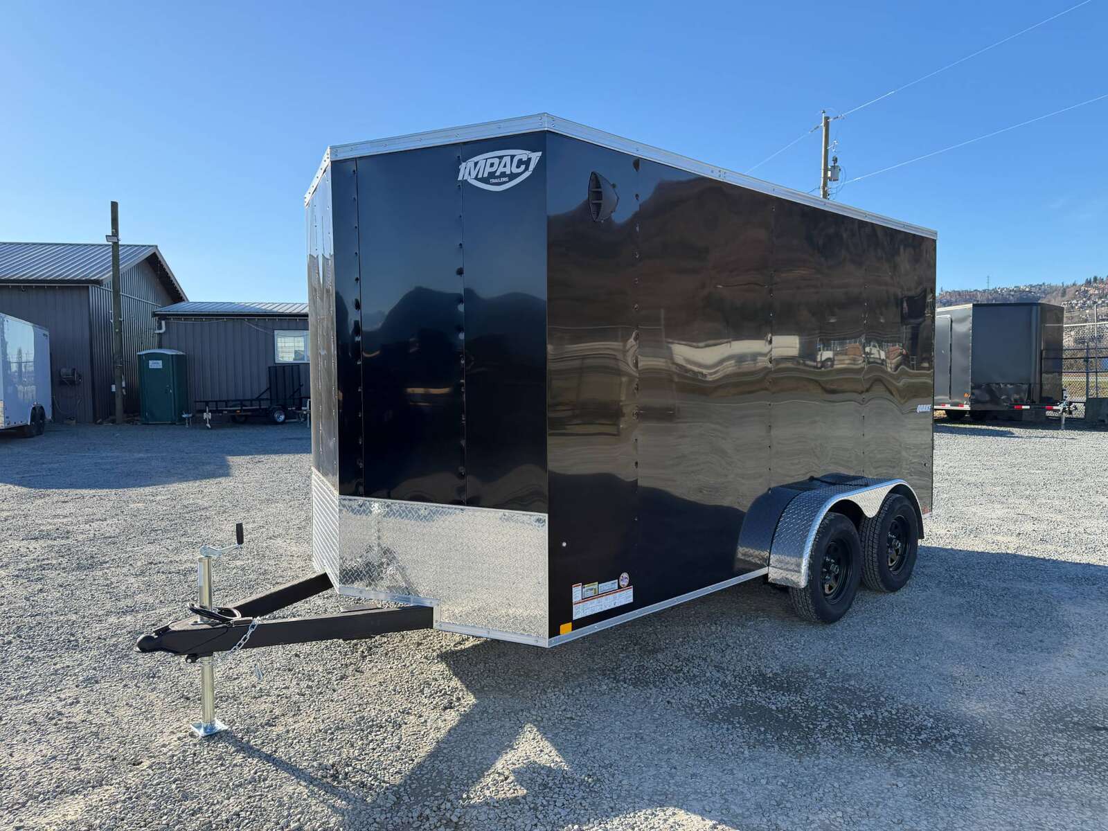Photo of 2026 Impact 7x14 Quake V Nose Cargo Enclosed Trailer Ramp Door Extra Height Black 7000lb GVW