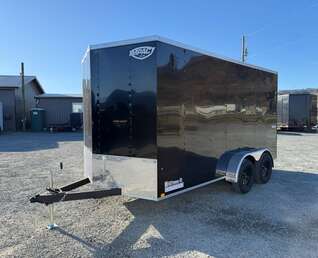 Thumbnail Photo of 2026 Impact 7x14 Quake V Nose Cargo Enclosed Trailer Ramp Door Extra Height Black 7000lb GVW