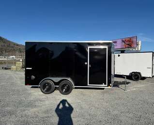 Thumbnail Photo of 2026 Impact 7x14 Quake V Nose Cargo Enclosed Trailer Ramp Door Extra Height Black 7000lb GVW