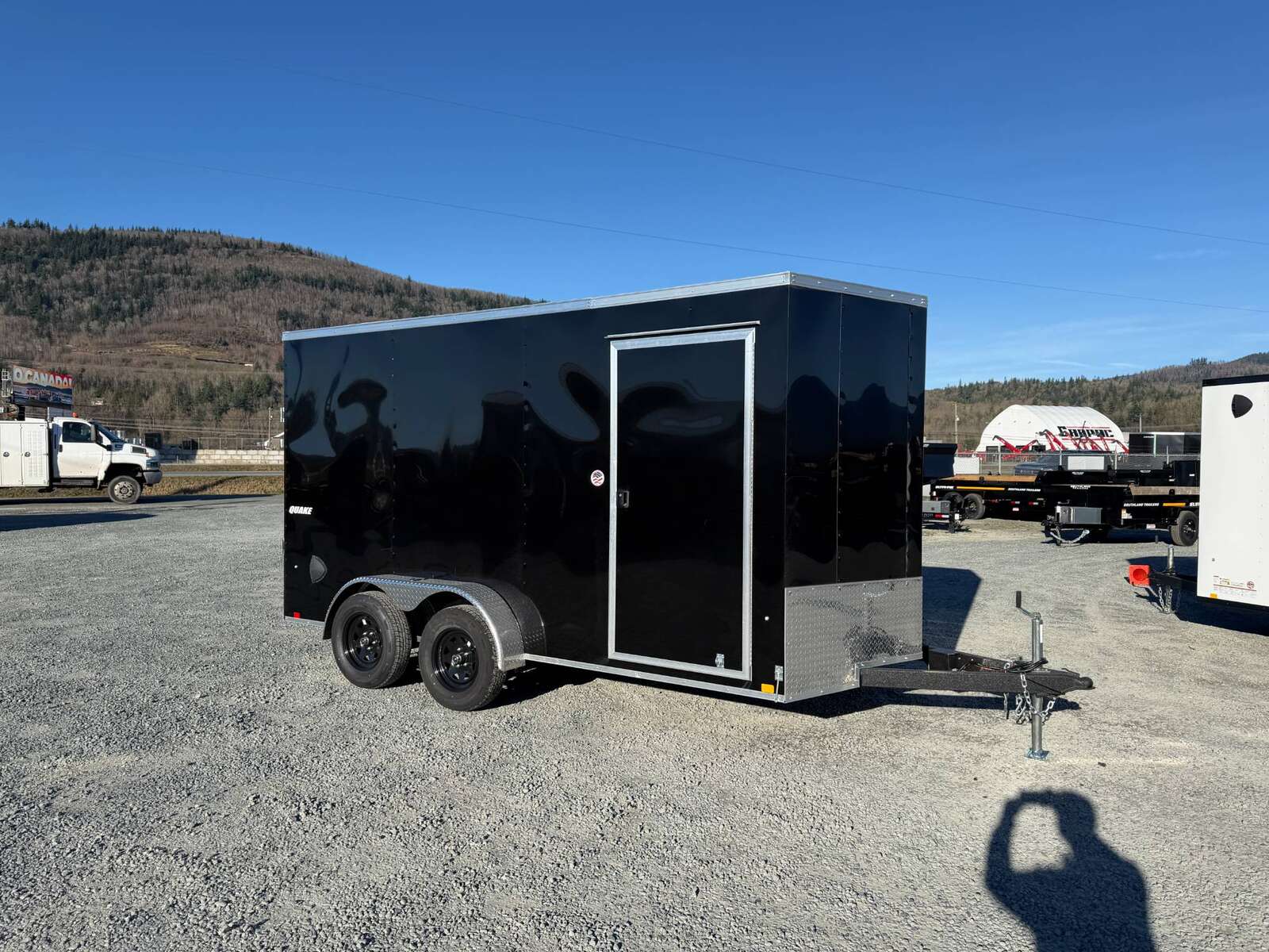 Photo of 2026 Impact 7x14 Quake V Nose Cargo Enclosed Trailer Ramp Door Extra Height Black 7000lb GVW
