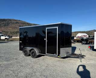 Thumbnail Photo of 2026 Impact 7x14 Quake V Nose Cargo Enclosed Trailer Ramp Door Extra Height Black 7000lb GVW