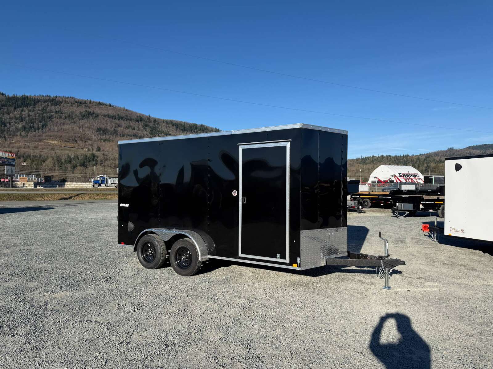 Photo of 2026 Impact 7x14 Quake V Nose Cargo Enclosed Trailer Ramp Door Extra Height Black 7000lb GVW