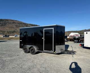 Thumbnail Photo of 2026 Impact 7x14 Quake V Nose Cargo Enclosed Trailer Ramp Door Extra Height Black 7000lb GVW