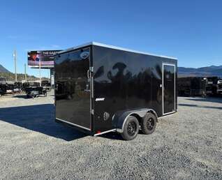 Thumbnail Photo of 2026 Impact 7x14 Quake V Nose Cargo Enclosed Trailer Ramp Door Extra Height Black 7000lb GVW