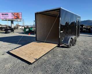 Thumbnail Photo of 2026 Impact 7x14 Quake V Nose Cargo Enclosed Trailer Ramp Door Extra Height Black 7000lb GVW