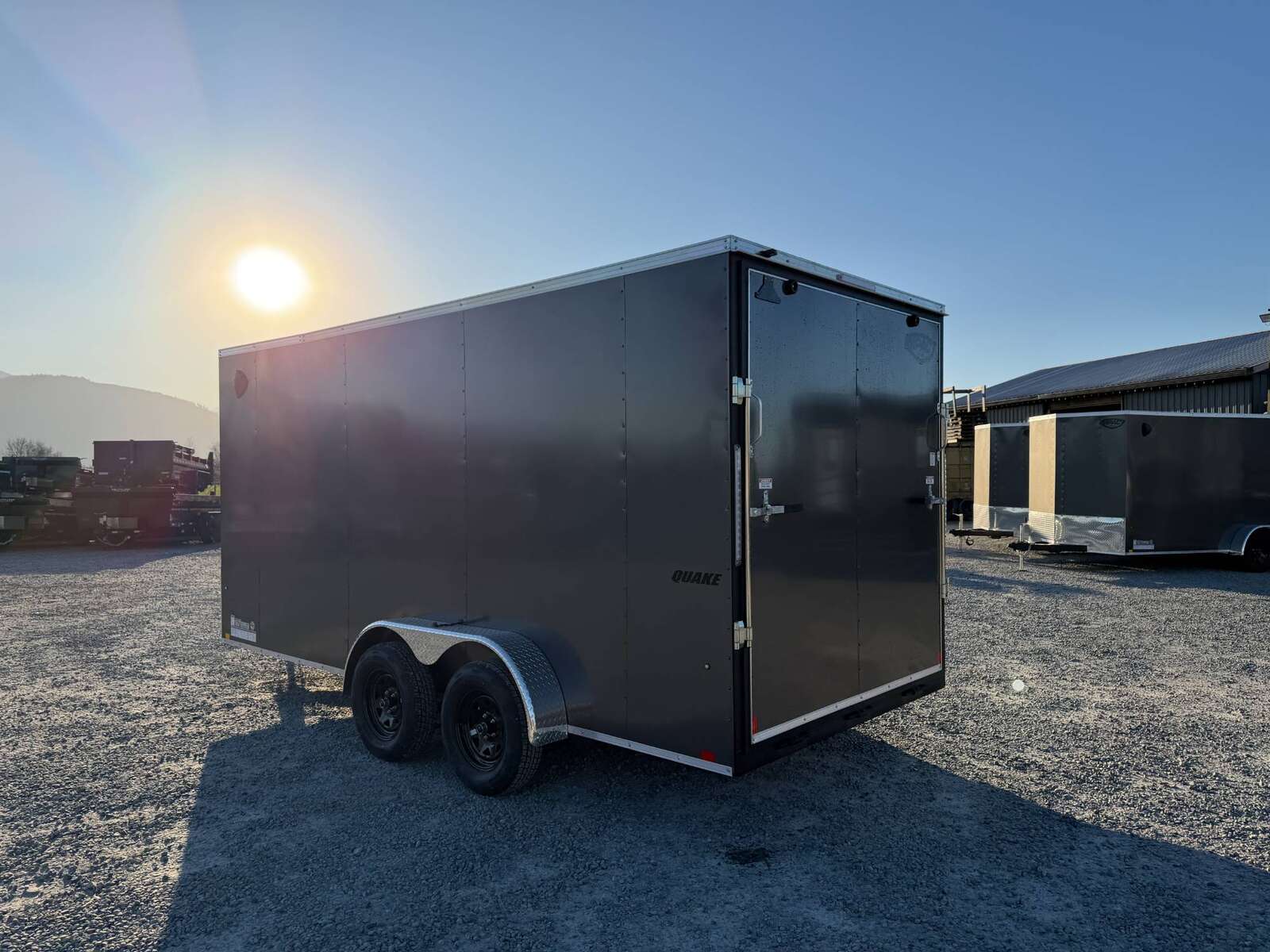 Photo of 2026 Impact Quake 7X16 V-Nose Ramp Door Cargo / Enclosed Trailer Extra Height Charcoal Grey 7000lb GVW
