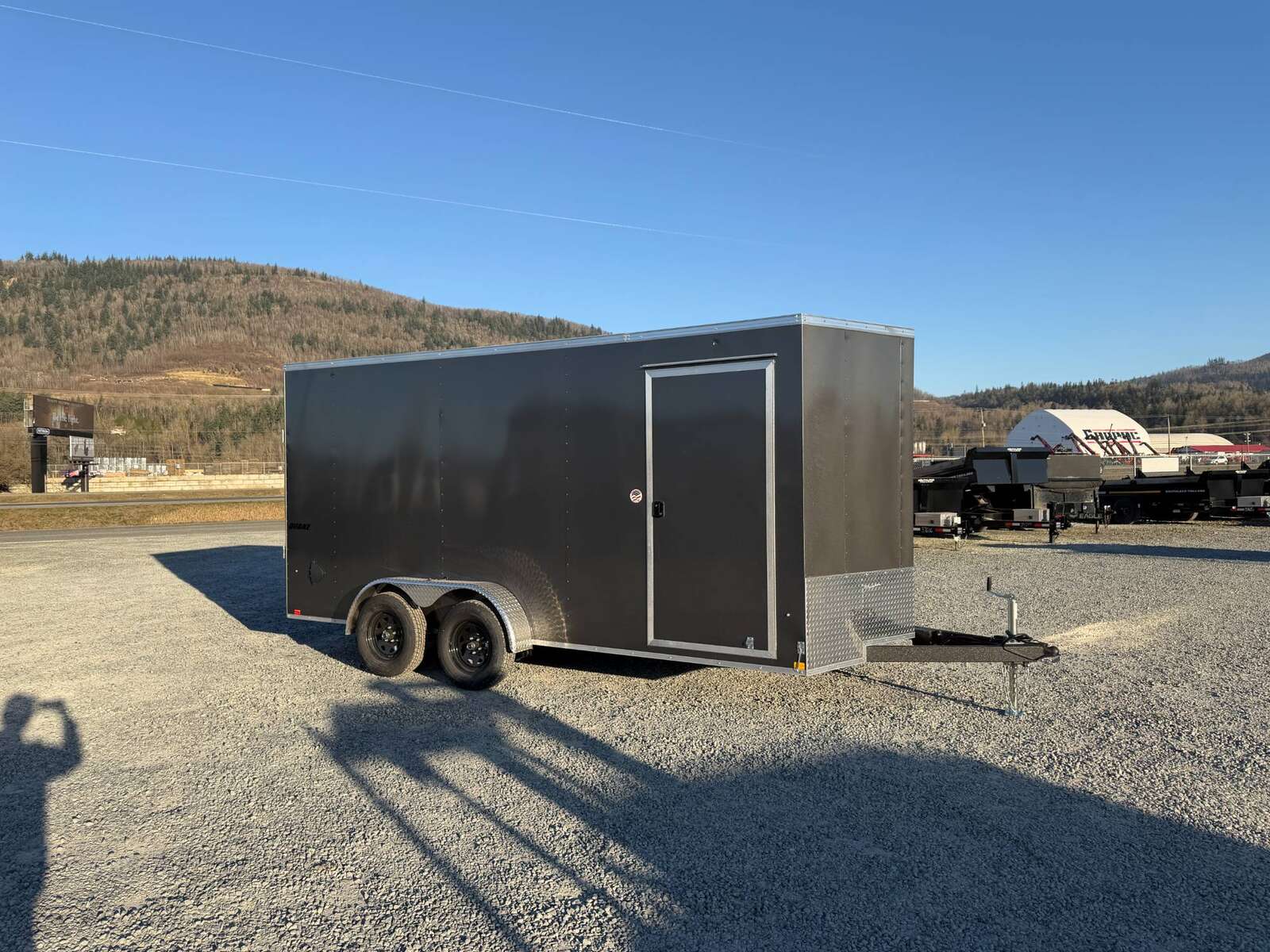 Photo of 2026 Impact Quake 7X16 V-Nose Ramp Door Cargo / Enclosed Trailer Extra Height Charcoal Grey 7000lb GVW