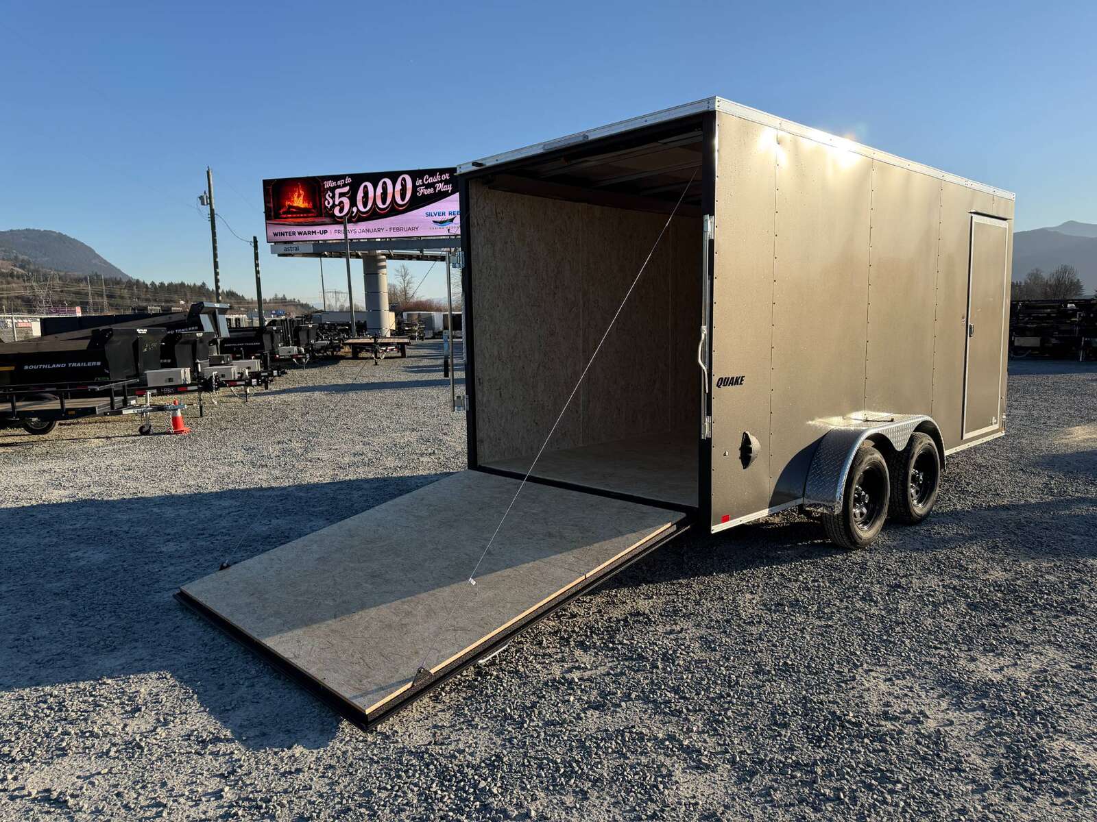 Photo of 2026 Impact Quake 7X16 V-Nose Ramp Door Cargo / Enclosed Trailer Extra Height Charcoal Grey 7000lb GVW