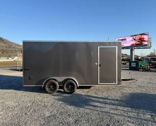 Thumbnail Photo of 2026 Impact Quake 7X16 V-Nose Ramp Door Cargo / Enclosed Trailer Extra Height Charcoal Grey 7000lb GVW